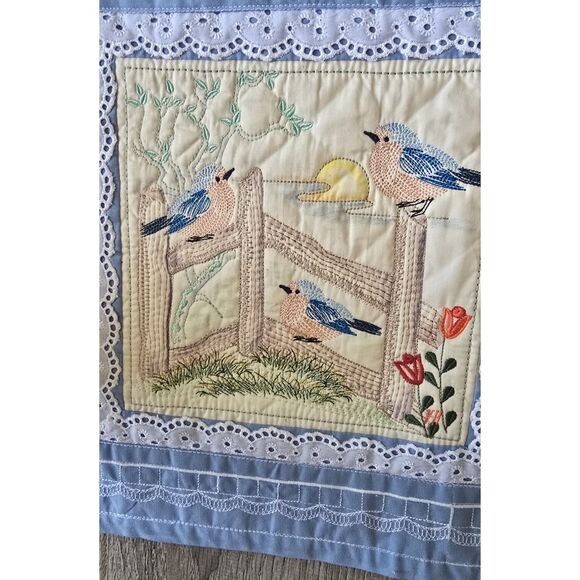 Sweet Handmade One of a Kind 38" Square Quilt ~ Detailed Embroidered Panels - Picture 4 of 16